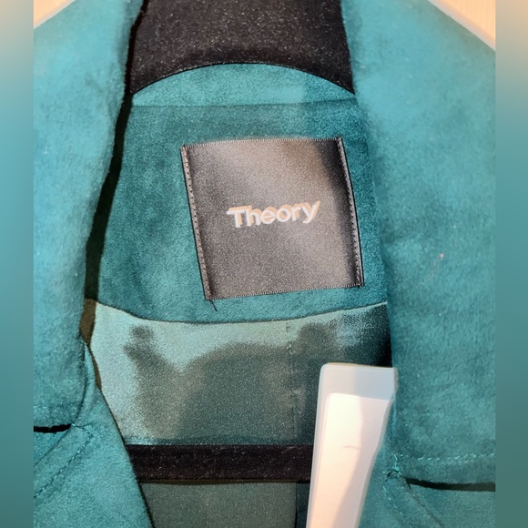Theory Modern Moto Jacket Green Faux Suede XS NWT - Picture 6 of 10